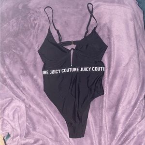 Juicy Couture Sexy Black Underwire Logo One Piece Bathing Suit